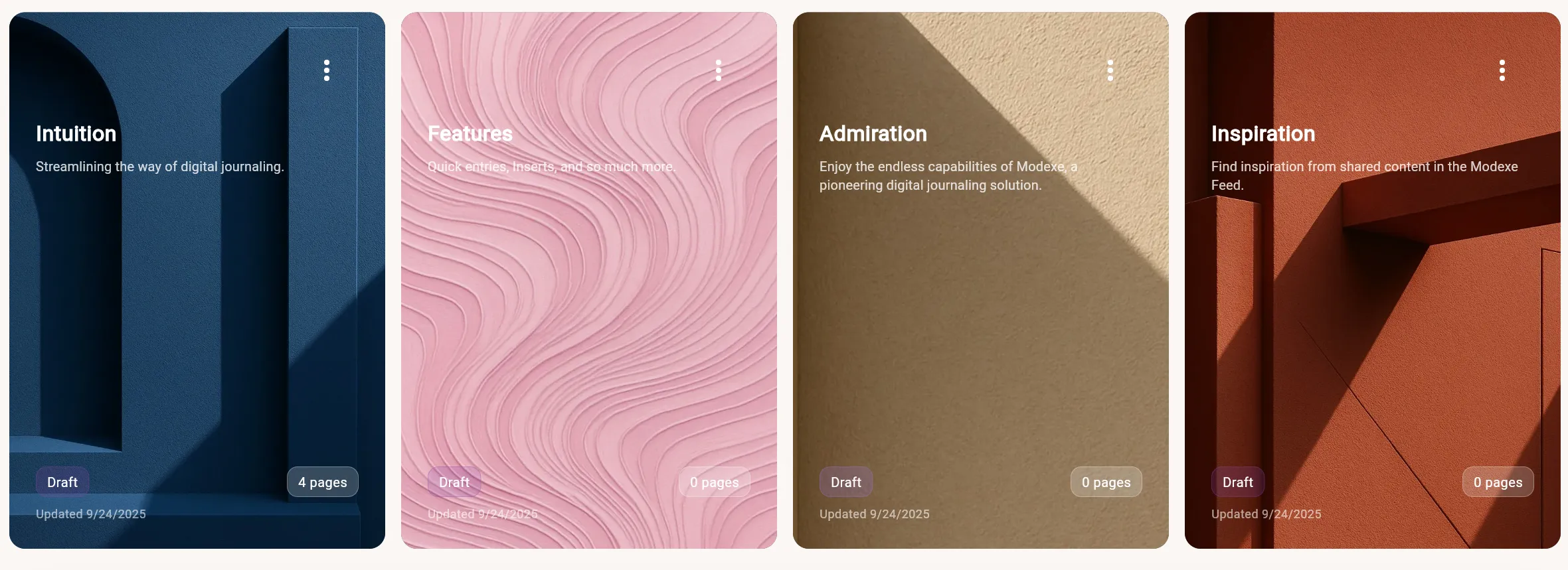 Modexe journal list page interface